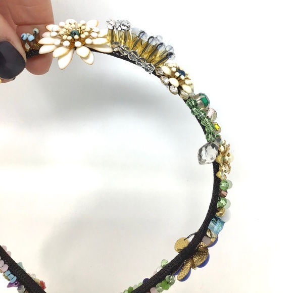 CRYSTAL & BEADED FLORAL HEADBAND - Picture 6 of 12